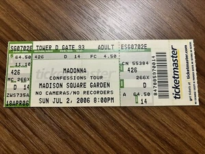 Madonna Confessions Tour Un Used Ticket Stub Madison Square Garden 2006 MSG NYC - Picture 1 of 2