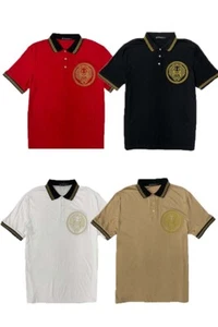 Mens Polo Shirt Designer Embroidery Lion Greek Italy Style Fit Stretch Casual - Picture 1 of 9
