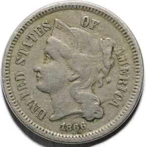 1866 Three Cent Nickel - Picture 1 of 2