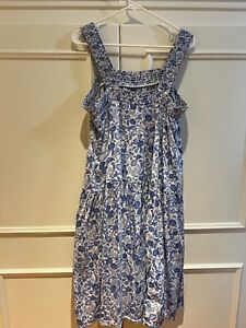 Old Navy size L midlength blue and white floral boho dress