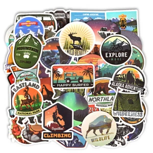50 PCS Camping Landscape Stickers Outdoor Adventure Climbing Waterproof Stic-tz - Imagen 1 de 9