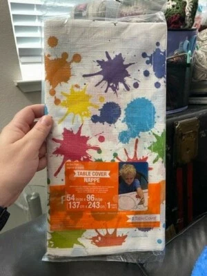 Art Party Activity Plastic Banquet Tablecloth 54" x 96" Painting Birthday Decor - Image 1 of 2