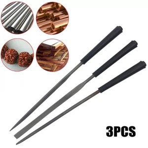 3pcs 3x140mm Flat Triangle Round File Steel Needle File Set Grinding for Wood - Picture 1 of 11