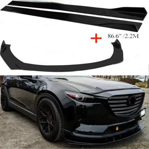 Front Bumper Lip Spoiler Splitter 86.6"Side  Skirts For Mazda CX-7 CX-9 - Image 1 of 4