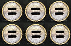 Set of 6 WESTERN HORSE TACK ANTIQUE GOLD ROUND ROPE EDGE SLOTTED CONCHOS 1-1/2"