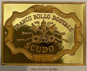 STATO PONTIFICIO FRANCO BOLLO POSTALE SCUDO 1 GETTONE TOKEN PROVA - Picture 1 of 6