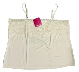 NWT Silhouettes Cami Tank 3X Ivory Lace Stretch Spaghetti Straps - Picture 1 of 2