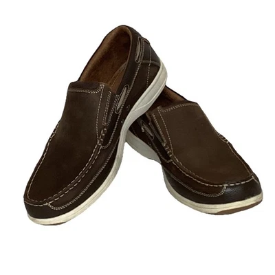 Zapatos de barco Florsheim para hombre junto al lago de cuero marrón sin usar, en caja, sin cordones, talla 10M Foto 1 de 4