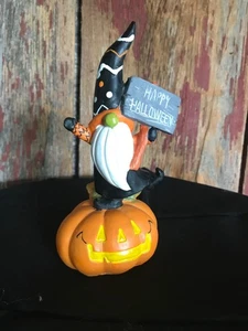 Gnomo Happy Halloween in piedi su resina zucca 7" spedizione gratuita - Foto 1 di 5