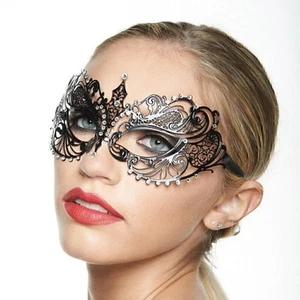 Sexy venezianische Metall filigrane Laser Cut Maskerade Maske mit Strasssteinen - Bild 1 von 8
