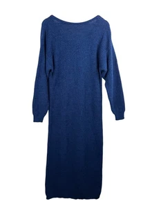 De colección DD Sloane Mezcla de Lana Sumergida Espalda Suéter Midi Vestido Preppy Azul Años 90 Talla S - Imagen 1 de 5