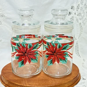 80er/90er Weihnachten Weihnachtsstern Glas Set mit Deckel - Retro Urlaub Küche Deko - Bild 1 von 8