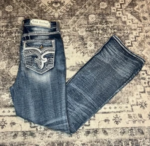 Rock Revival Women’s Ultra High Rise Curvy Boot Jeans Size 31 Embellished - Picture 1 of 10
