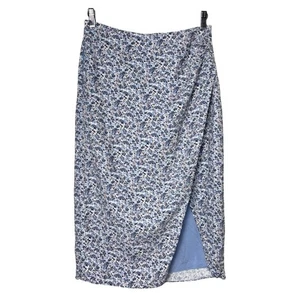 Abercrombie & Fitch side slip midi skirt women's size medium in blue floral - Picture 1 of 16
