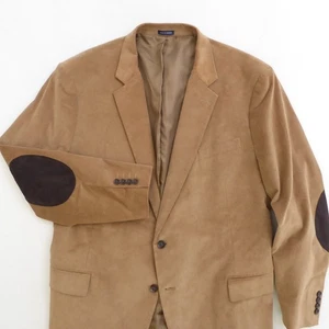 Stafford Mens Corduroy Blazer Sport Coat 52R Classic Fit Brown Elbow Patch - Picture 1 of 12