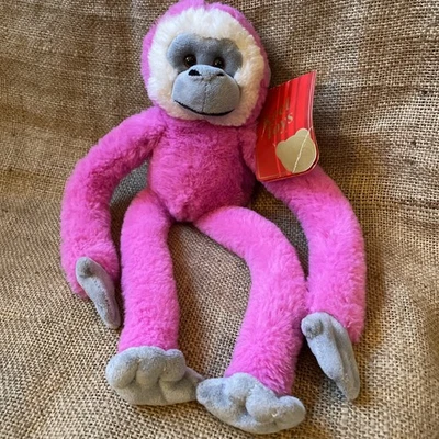 Vintage Keel Toys Bright Pink Orangutan Monkey Plush Soft Fluffy Hanging Tags - Image 1 of 4