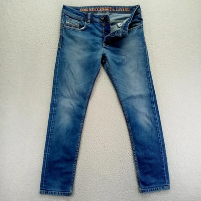 Jeans masculino slim fit Diesel azul botão de lavagem mosca tamanho 34 - Imagem 1 de 4