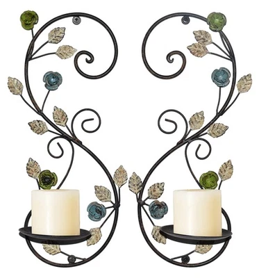 Juego de 2 apliques de pared JUCONSIN, antiguo rama de hojas multicolor... Foto 1 de 4