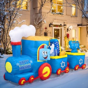 10FT Hanukkah Train and Menorah Inflatables - Hanukkah Inflatable Yard Decora... - Picture 1 of 9