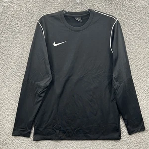 Nike Shirt Mens Large Black White Swoosh Dri-FIT Long Sleeve Soccer Training Top - Picture 1 of 11