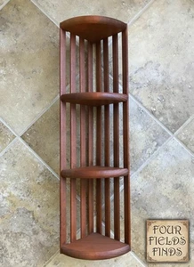 Scaffale angolare a doghe in legno 4 livelli vintage casale sospeso verticale o orizzontale - Foto 1 di 24
