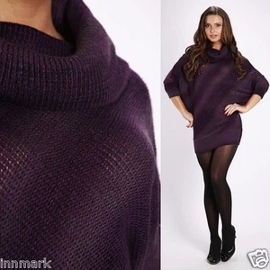 Damen warm lila Pullover-Kleid Rundhals Kimono Ärmel Größe Medium / 604 - Bild 1 von 5