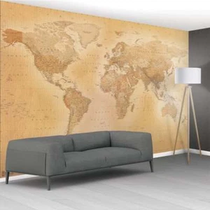Papel pintado fotográfico mural 366x253 cm mapa antiguo del mundo para hogar y oficina - Imagen 1 de 5