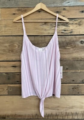 Womens Cami Pajama Sleep Shirt Size 2X Pink Gray Stripes Pajamas - Image 1 of 3