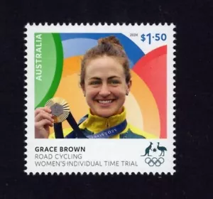 2024 Australia París Ganador de la Medalla de Oro Olímpica Grace Brown $1.50 Sello MNH, NUEVO - Imagen 1 de 1