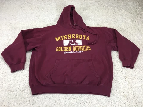 Vintage Minnesota Golden Gophers Hoodie Mens 2XL XXL Red NCAA Football Sweater Cover