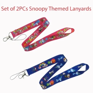 Set of 2PC Snoopy Cartoon Character Themed Lanyard ID Holder Keychain Neck Strap - Picture 1 of 4