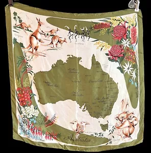 Vintage Australia Women’s Souvenir Scarf Flowers & Animals Francois By Neil 25” - Picture 1 of 11