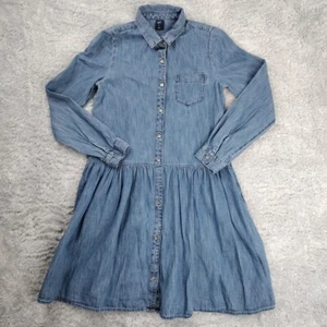 Gap Denim Dress Girls Extra Large Button-Up Collared Blue - Picture 1 of 12