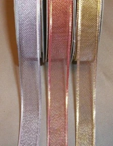 50 yds roll METALLIC MESH RIBBON 5/8" w (choice of 2 colors) - Picture 1 of 3