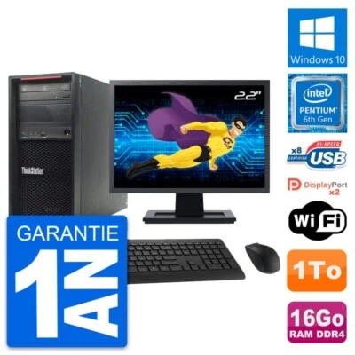 PC tour LENOVO P320 Pantalla 22" Pentium G4400 RAM 16Go Disco 1To Windows 10 Wi - Imagen 1 de 4