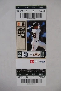 SAN FRANCISCO GIANTS VS SAN DIEGO PADRES 7/20/2017 FULL TICKET ~ BUSTER POSEY - Picture 1 of 1