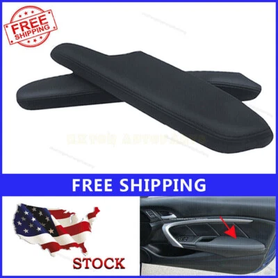 Synthetic Leather Door Panels Armrest Cover Black 2Pcs For 2006-2011 Honda Civic - Imagem 1 de 4