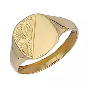 Anillo de sello cojín medio grabado sólido de oro amarillo de 9 quilates, tallas de la J a la Z (R0120) - Imagen 1 de 1