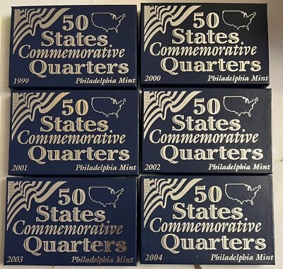1999-2004 50 STATES COMMEMORATIVE QUARTERS PHILADELPHIA MINT, 6 SETS 30 QUARTERS - Image 1 of 4