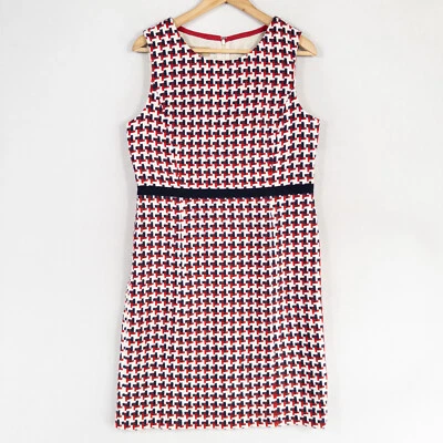 Vestido Vaina Talbots Mujer Talla 10 Rojo Blanco Azul Tejido Mezcla Lana Forrado Carrera Foto 1 de 4