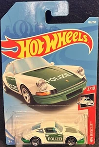 Hot Wheels 2017 HW Rescue 3/10 1971 Porsche 911 #122/250 Polizei White/Green NEW - Picture 1 of 3