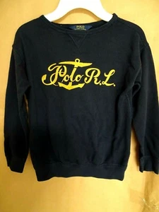 GUC Polo Ralph Lauren Girls Sweatshirt 6X Navy Gold Embroidery Nautical Fleece - Picture 1 of 6