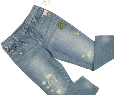 Pantalones de mezclilla EW Polo Ralph Lauren para niñas ¡Fireside! Lindos bordados y parches desgastados Foto 1 de 2