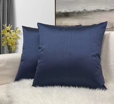 Aiking Home 24x24 Inches Faux Silk Square European Shams Zipper Closure Navy ... - Image 1 of 4