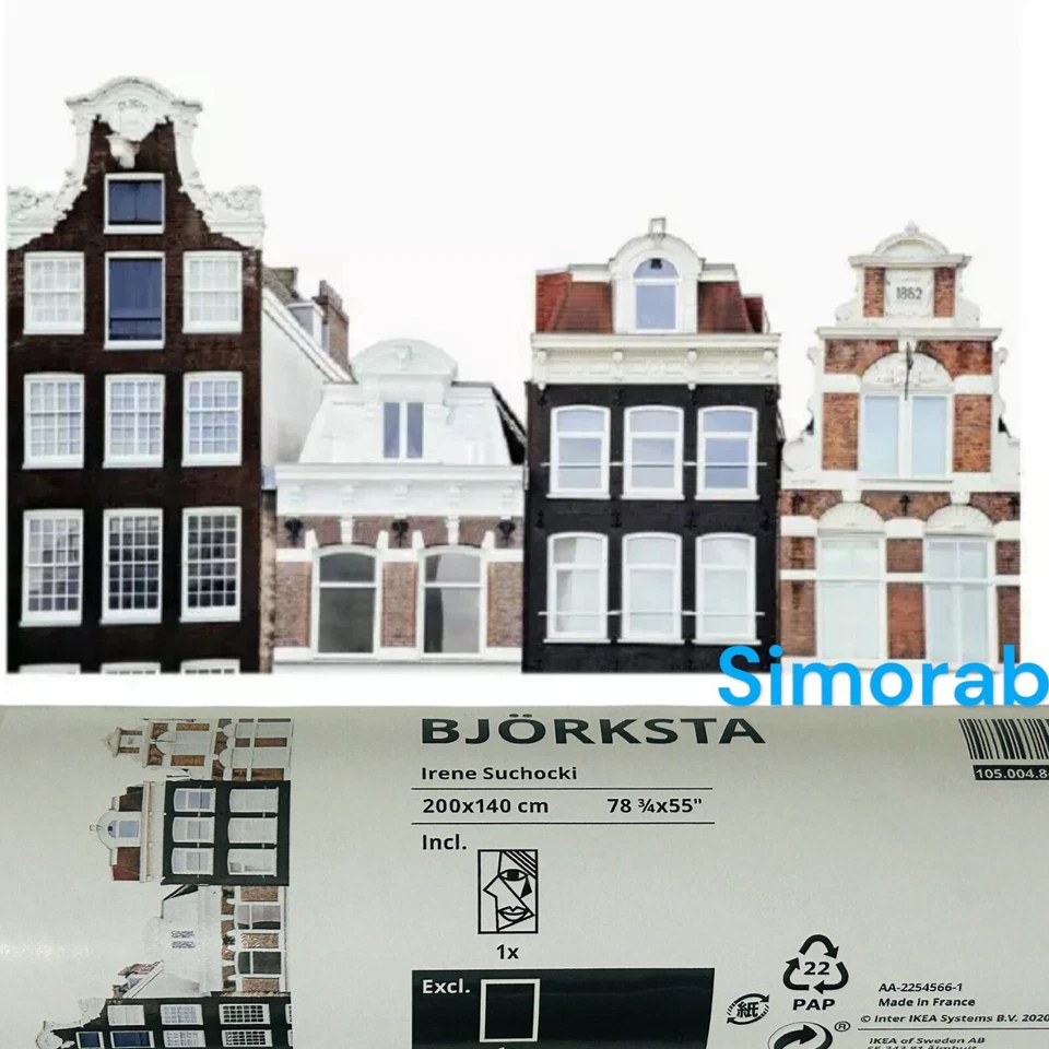 IKEA BJORKSTA  78 ¾x55" Amsterdam buildings Frame Not Included  105.004.84 New - Image 1 of 2