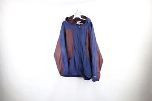 Vintage 90s Adidas Mens Large Distressed Spell Out Full Zip Hooded Jacket Blue - Picture 1 of 14