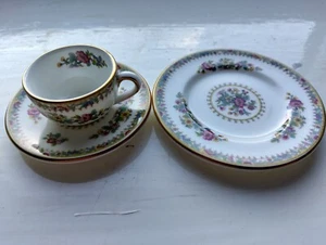 Vintage Miniatur Coalport Ming Rose Trio Tasse / Untertasse / Teller / - Bild 1 von 15