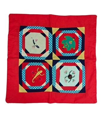 复古手工红色枕套刺绣亚洲东方拼布 — 第 1/4 张图片