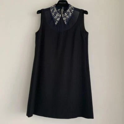 Vestido Miu Miu azul marino blanco sin mangas estrella para mujer talla 40 de... - Imagen 1 de 4