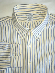 BROOKS BROTHERS Button-Down Hemd SLIM FIT XL 17 1/2 x 36 REGENT blau/gelb - Bild 1 von 10